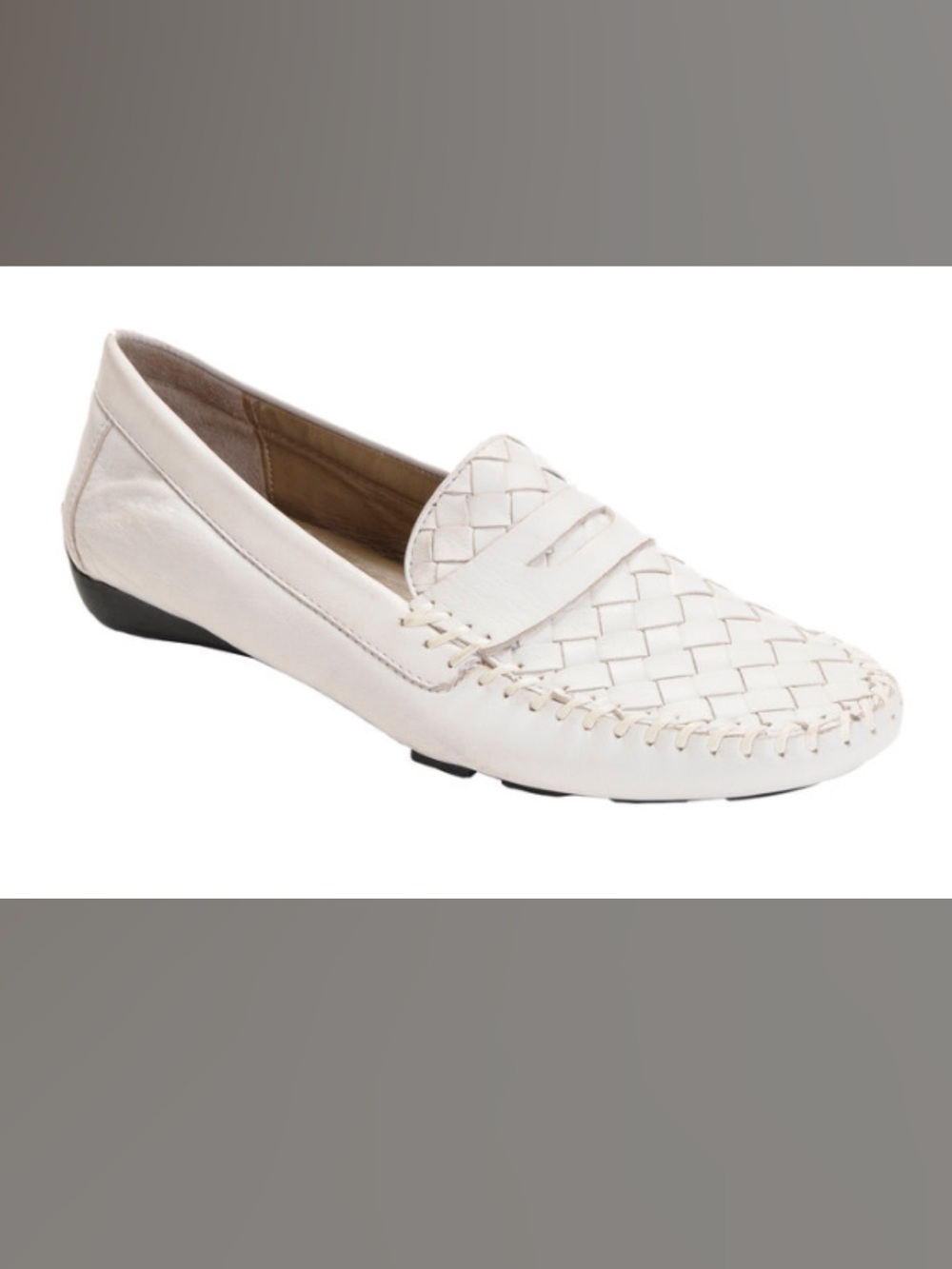 Robert Zur White Woven Penny Loafers 8.5